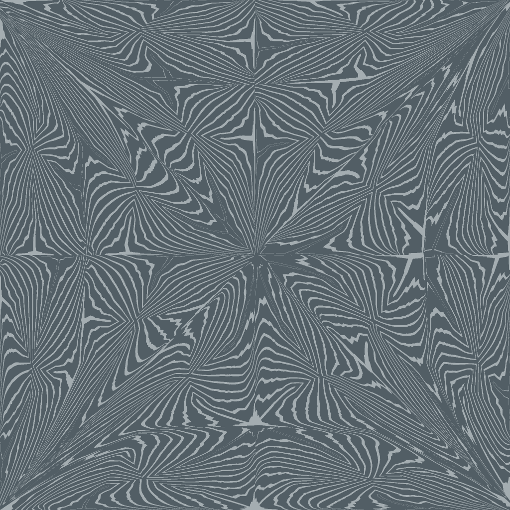 A simulated Swirling Star pattern in alternating steel layers